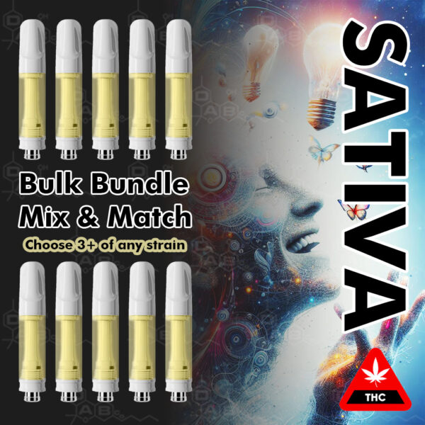 Sativa THC Distillate Cartridges </br>Mix & Match Bulk Bundle <font size=2></br>(Choose 3+ of any flavour)</font size>